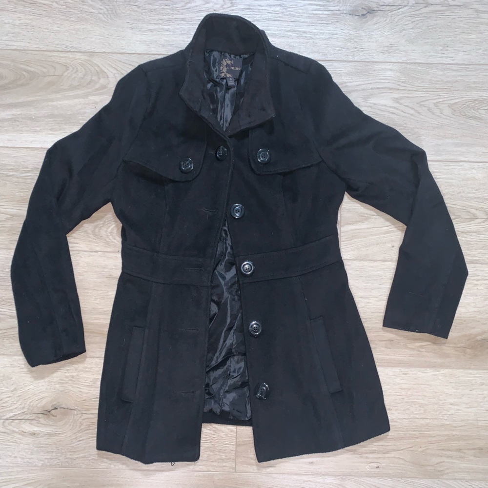 Black Velvet Material Pea Coat